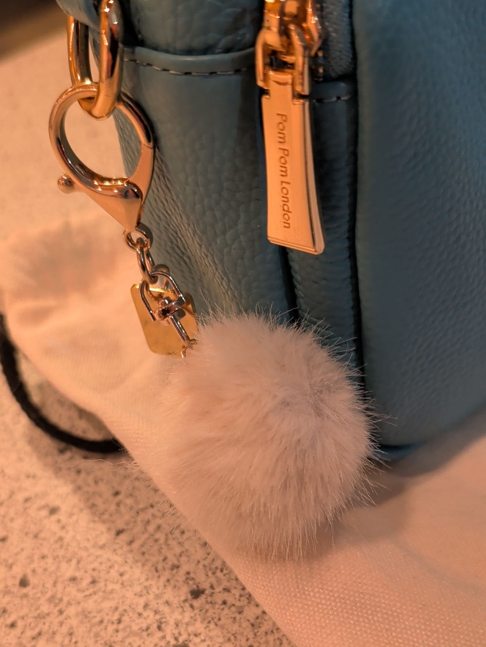 Pom Pom London Cabana Blue Original Plus Leather Crossbody Bag w/ Accessories - Picture 6 of 16